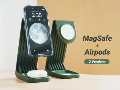 iPhone Stand Riser with MagSafe + AirPods Tray 