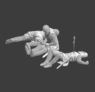 3 wounded/dead knights on the ground