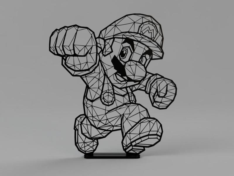 Low poly Super Mario with stand