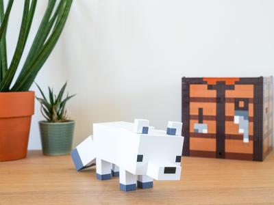 Minecraft Articulated Arctic Fox - 3MF Multipart File