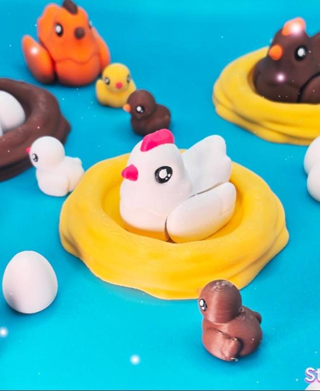 Chicken Flexis + Chick, Nest & Eggs