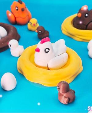 Chicken Flexis + Chick, Nest & Eggs