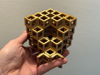 Wireframe Rhombic Dodecahedral Sierpiński Octahedron Fractal Structure - Level 2