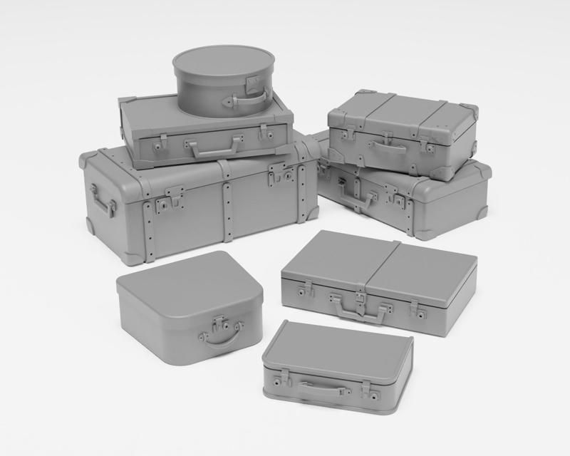 Luggage Pack - Set of 8 vintage suitcases in 1/35