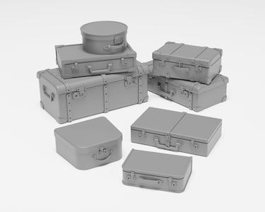 Luggage Pack - Set of 8 vintage suitcases in 1/35