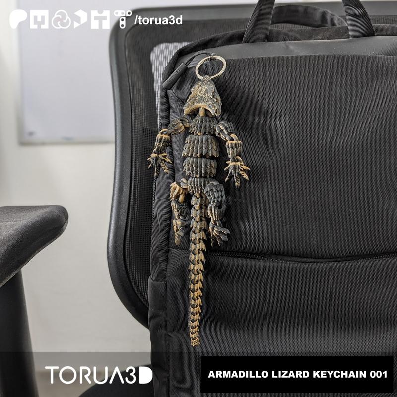 ARMADILLO LIZARD KEYCHAIN 001 - Articulated - Print in place - STL File