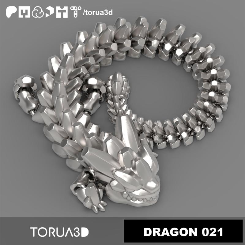 Articulated Dragon 021 - Print in place - No Supports