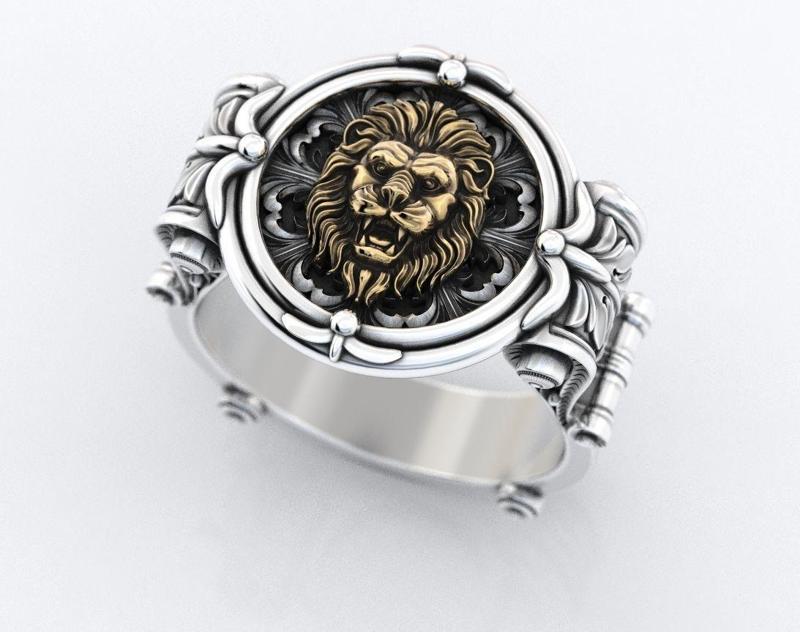 An ancient lions ring with patterns 373
