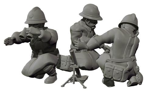 Mortar with crew - French army WW2 - 28mm for wargame