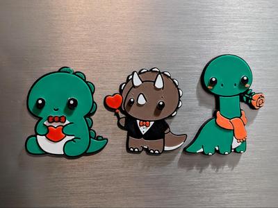 Cute Valentines Day Dino Magnets  - Layered style 