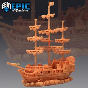 Pirate Ship The Menace / Corsair Sailing / Galleon / Playable Interior / Pre-Supported