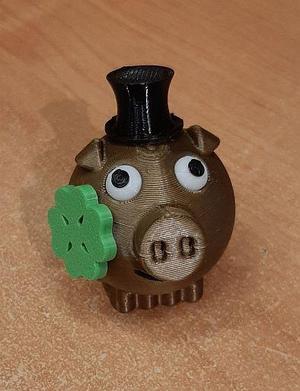 Happy New Year Pig with Zylinder Hat