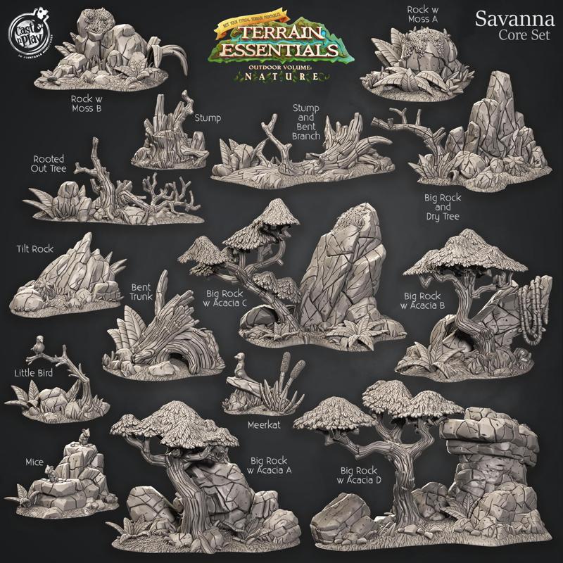 Savanna Terrain Set (Pre-Supported) - Terrain