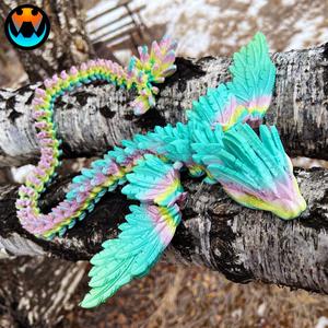 FLYING SERPENT, QUETZALCOATL, WINGED SERPENT, ARTICULATING FLEXI WIGGLE PET, PRINT IN PLACE, FANTASY SNAKE