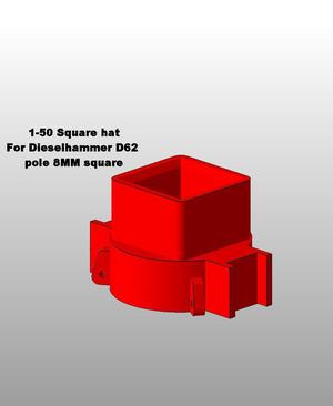 1 - 50 Square hat D62 for pole 8MM for Swinging box lead.stl