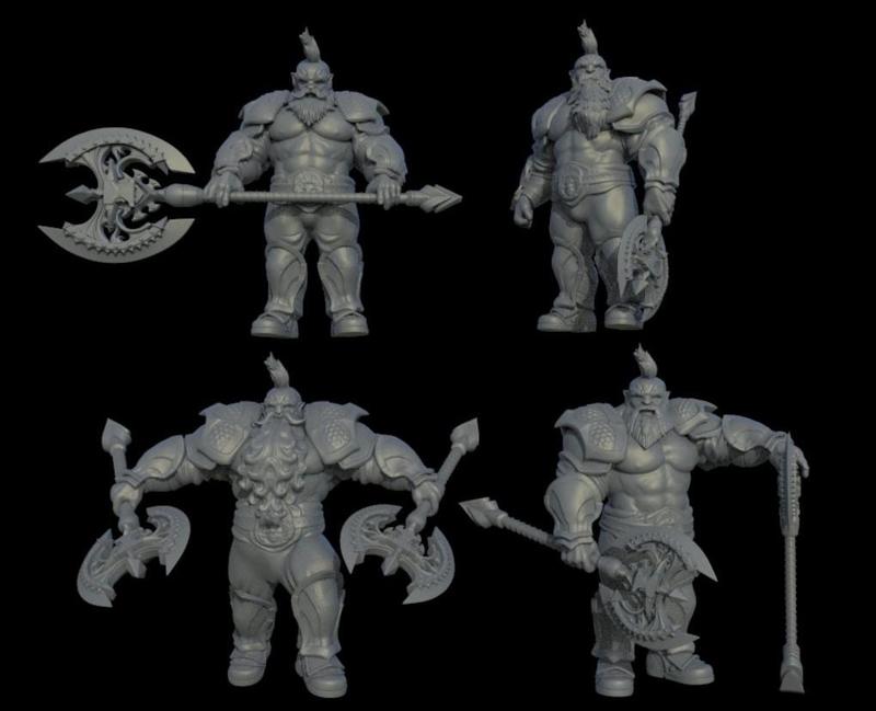 Dwarven warrior pack with axe miniatures