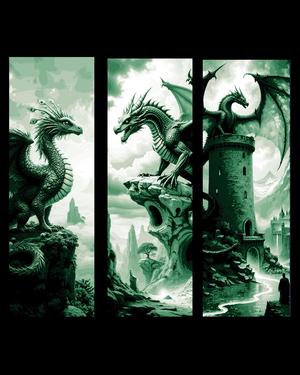 Sometime a dragon just has to sit, other times it is protecting something - Set of bookmarks
