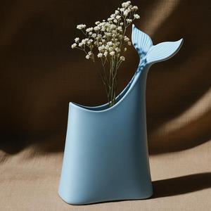 Whale Tail Vase – Modern Blue Coastal Decor