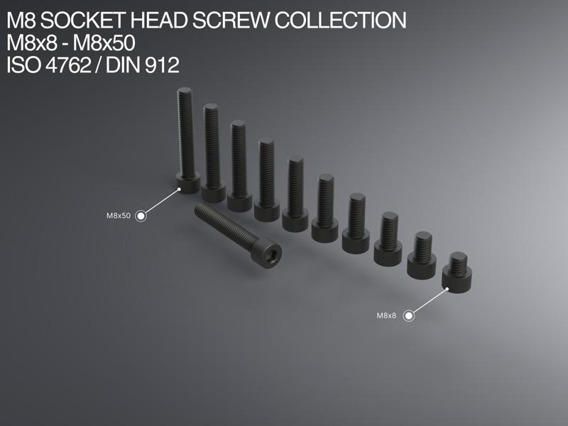 M8 Socket Head Screw Collection M8x8-M8x50 ISO 4762 / DIN 912