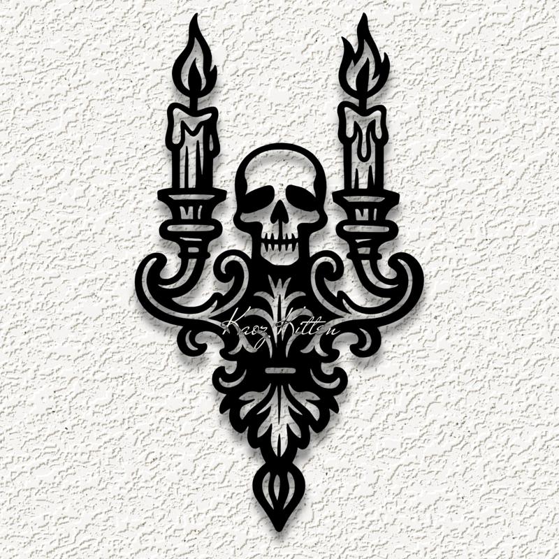 castle skull candles wall art home decor