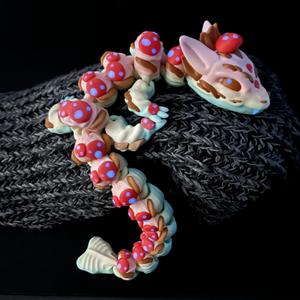 Flexi articulated dragon mushroom fairy print in place no support