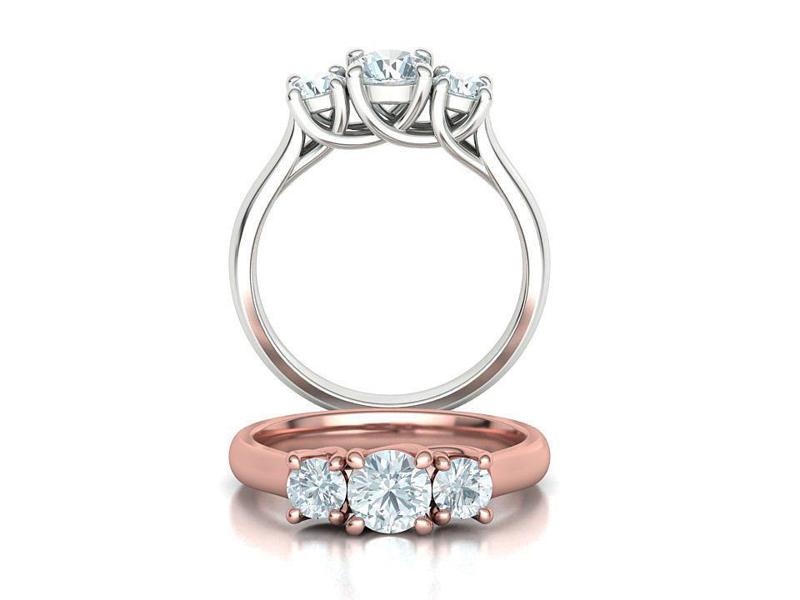 Trellis Three Stone Engagement Ring Comfort Fit Shank 3dmodel