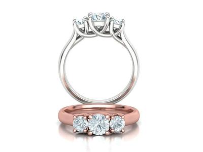 Trellis Three Stone Engagement Ring Comfort Fit Shank 3dmodel