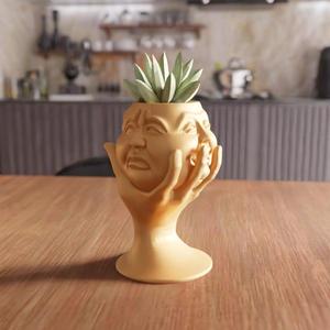 3D Multi Face Hand Vase STL File - Futuristic Home Decor, Face Sculpture, Unique Desk Vase, Flower Planter, Gift for Him, Digital File