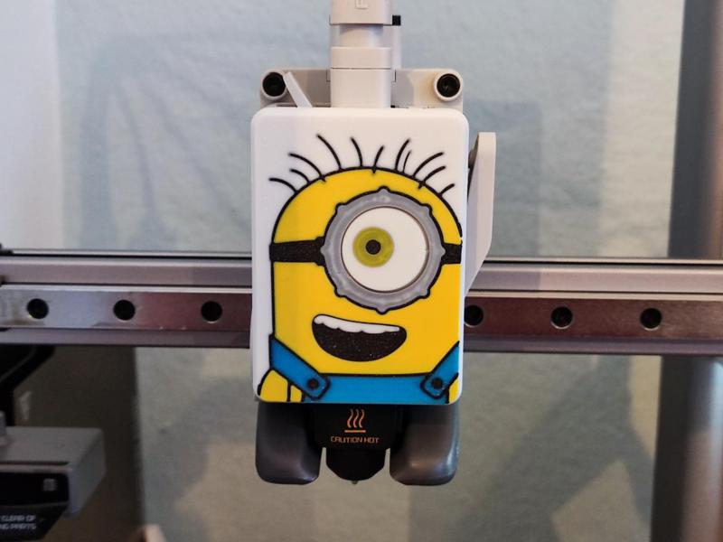A Minion adorning the front of the extruder.
