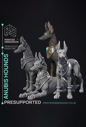 Anubis Hounds - 3 Model - Court of Anubis -  PRESUPPORTED - Illustrated and Stats - 32mm scale