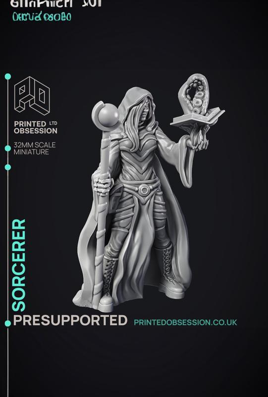 Sorcerer - Human Magic User - PRESUPPORTED - Hell Hath No Fury - 32mm Scale 