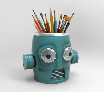 Robot Pen Pencil Holder - instant download, STL file for printing Office Desk Decor