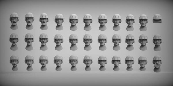 Starship trooper heads - heroic 28mm 