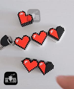 8-Bit Heart Clicker Fidget Toy / Keychain / Set