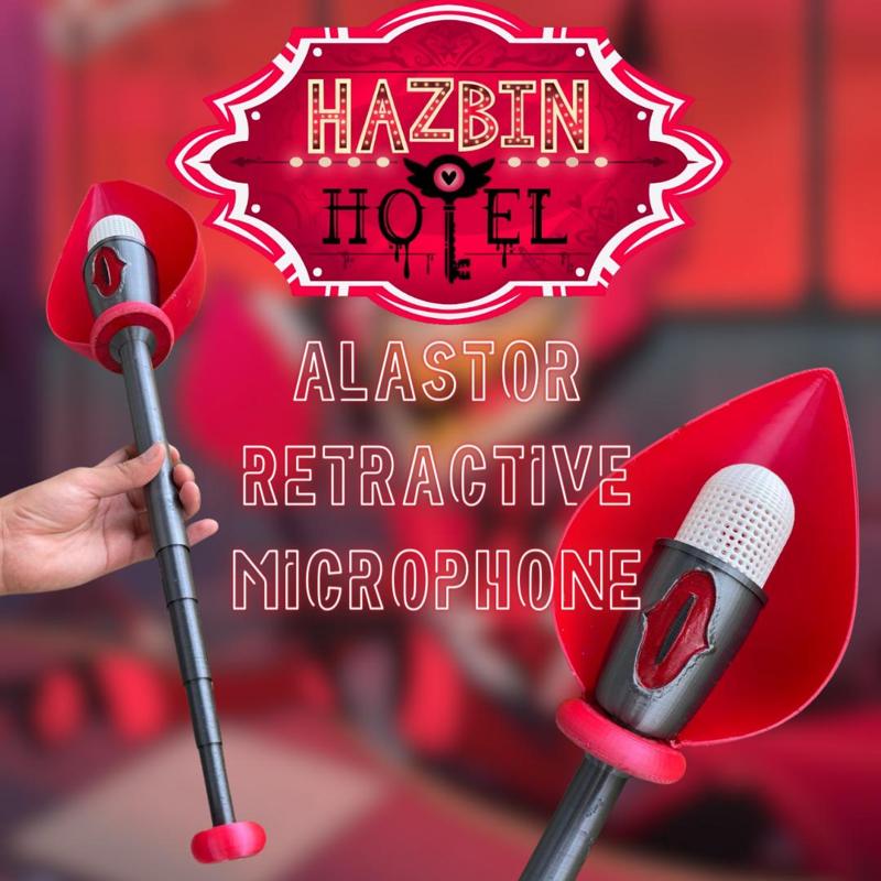 alastor hazbin hotel collapsible microphone stick (no supports need it)