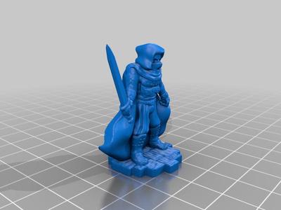 Cloaked Bandit with Sword - Tabletop miniature - Support Free