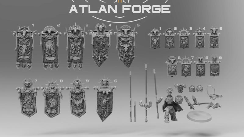 Minoan War Banners (18) + Standard Bearer
