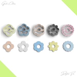 Donut Daisy Flowers Polymer Clay Cutter Package, 5 Models, 2 Cutter Version, 5 Size, No:1143