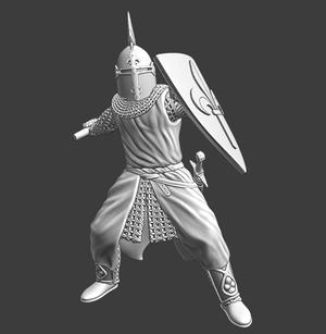 Medieval knight – axe and crested helmet