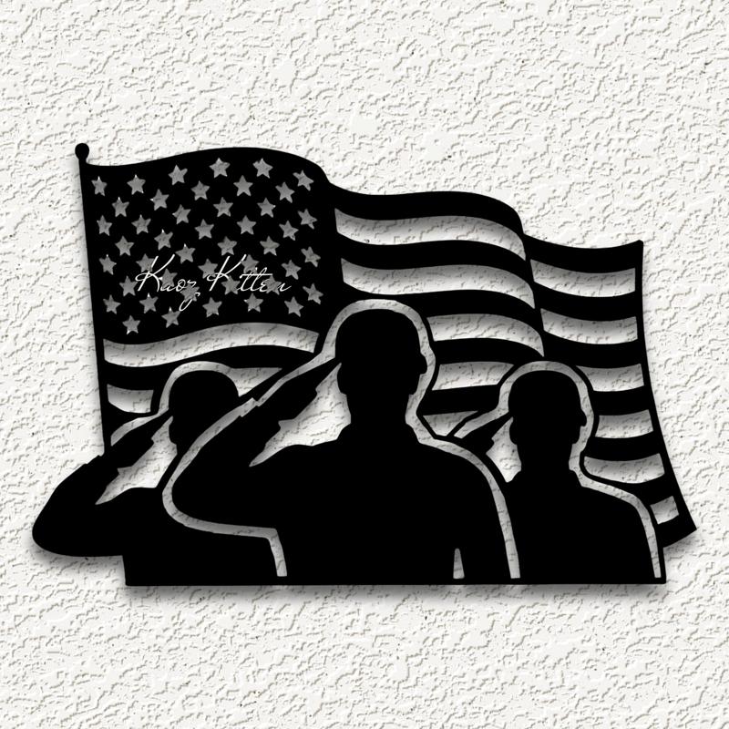 soldiers saluting flag wall art memorial day home decor