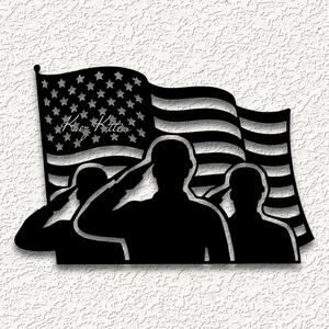 soldiers saluting flag wall art memorial day home decor