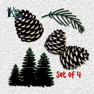Winter Forest 4 Pack of Pine Trees and Pine Cones