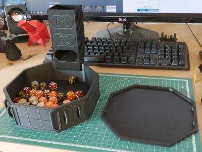 Dice Tray, Tower, and Latching Lid – War Gaming Terrain and Blank Themes