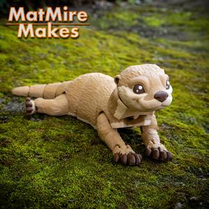 River Otter, Articulated fidget, Print-In-Place, Cute Animal