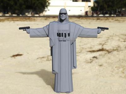 Buddy Christ - god of war / Gansta Christ /  Christ the Redeemer /  Jesus / Pistol / sunglasses