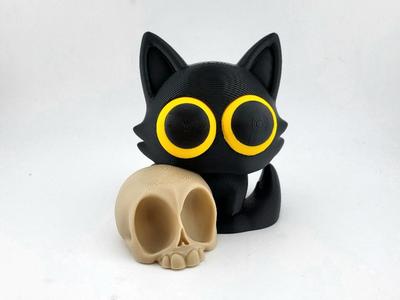 Kawaii Demon Cat with Skull desk decor sweet cute