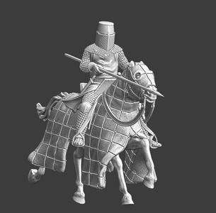 Medieval crusader with crouched lance