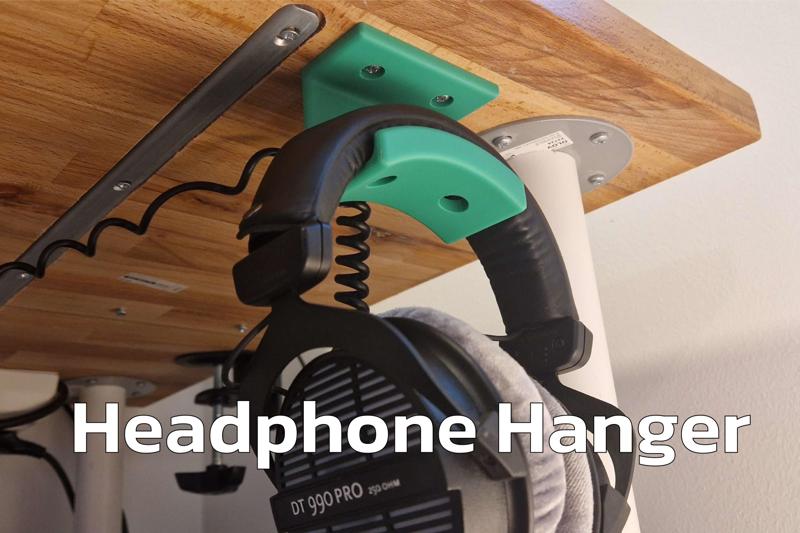 Headphone Hanger - Under Desk w/ Cable Management