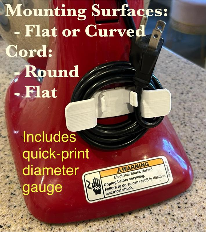 Appliance Cord Organizer, Flat/Curved Surfaces