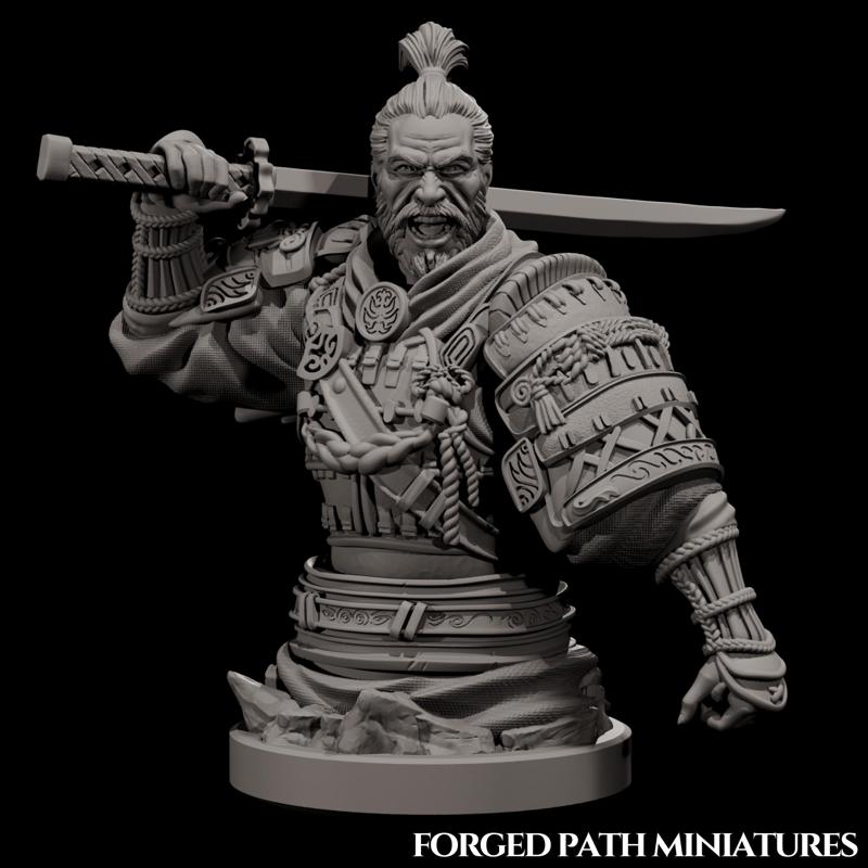 Japanese Ronin Bust - Samurai Warrior Display Model | Bushido STL Print